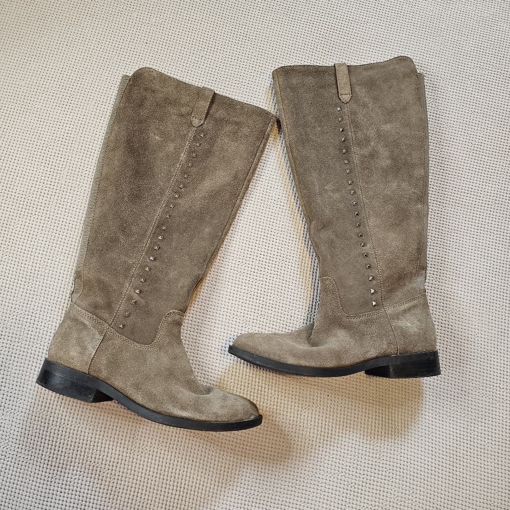 Marc Fisher | Secrit Studded Suede Leather Tall Riding Boots 5.5M Wide Calf
